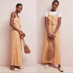 Anthropologie striped Belted Jumpsuit